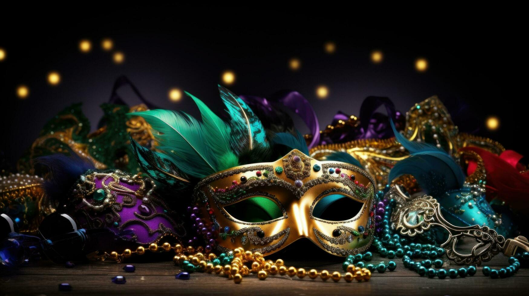 AI generated A vivid carnival background filled with lively colors, masks, and festive flair photo