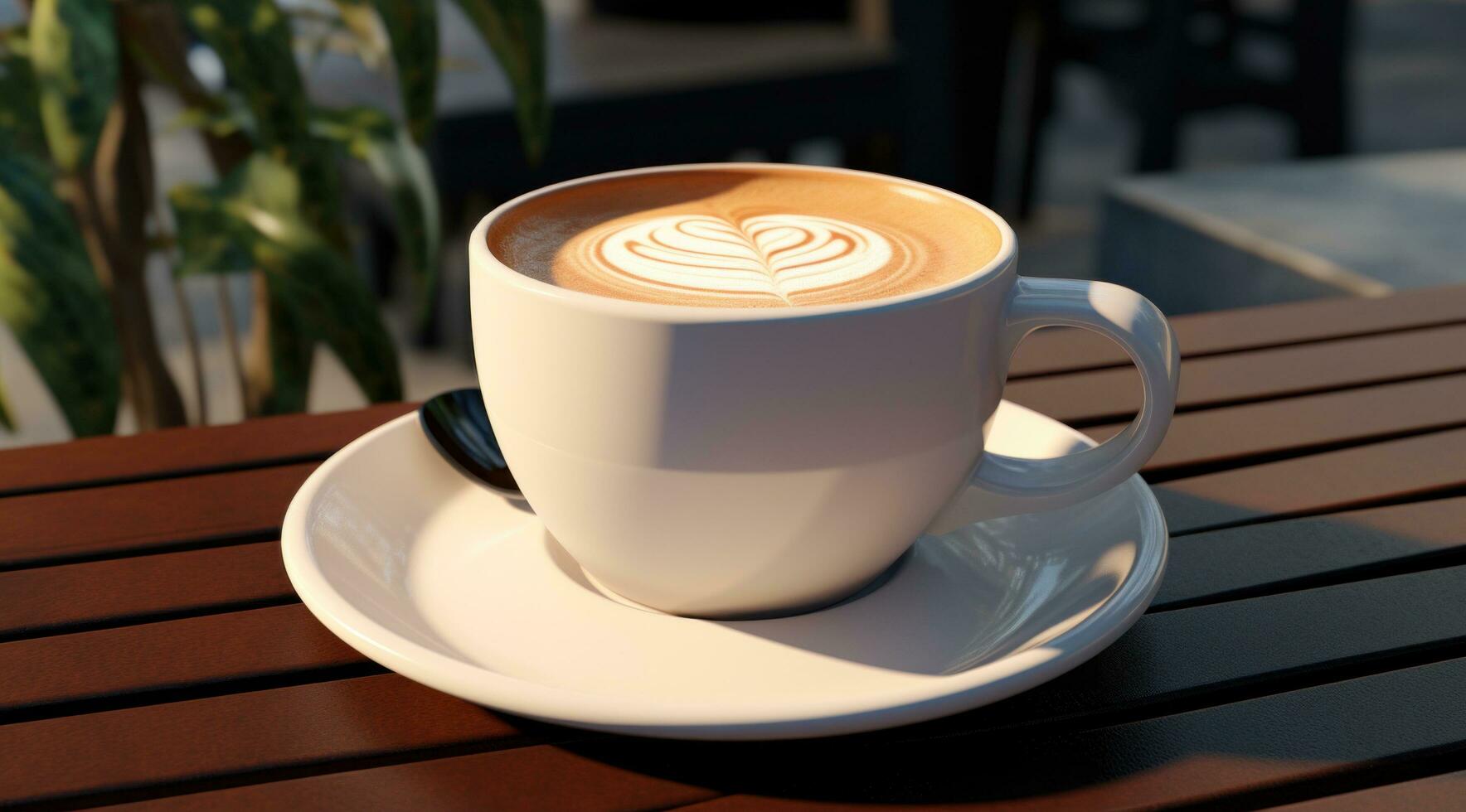 AI generated image of a coffee cup with a lid on a table photo