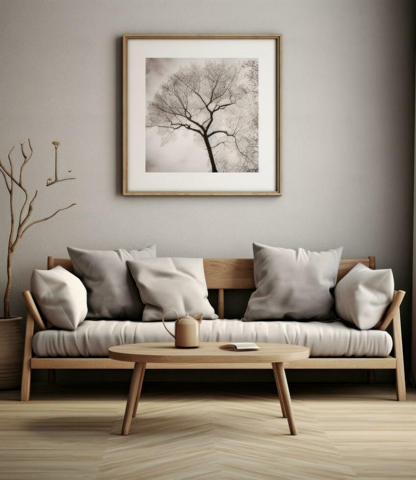 AI generated grey sofa in living room photo