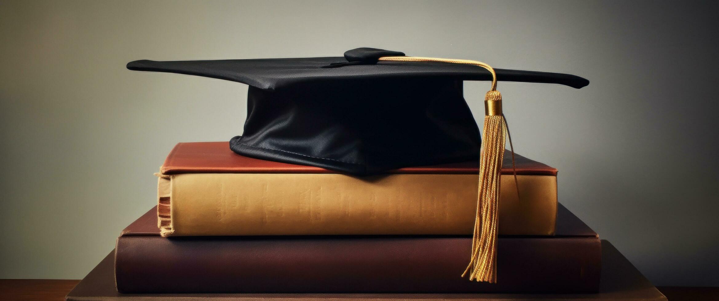 AI generated graduate degree cap on the books photo