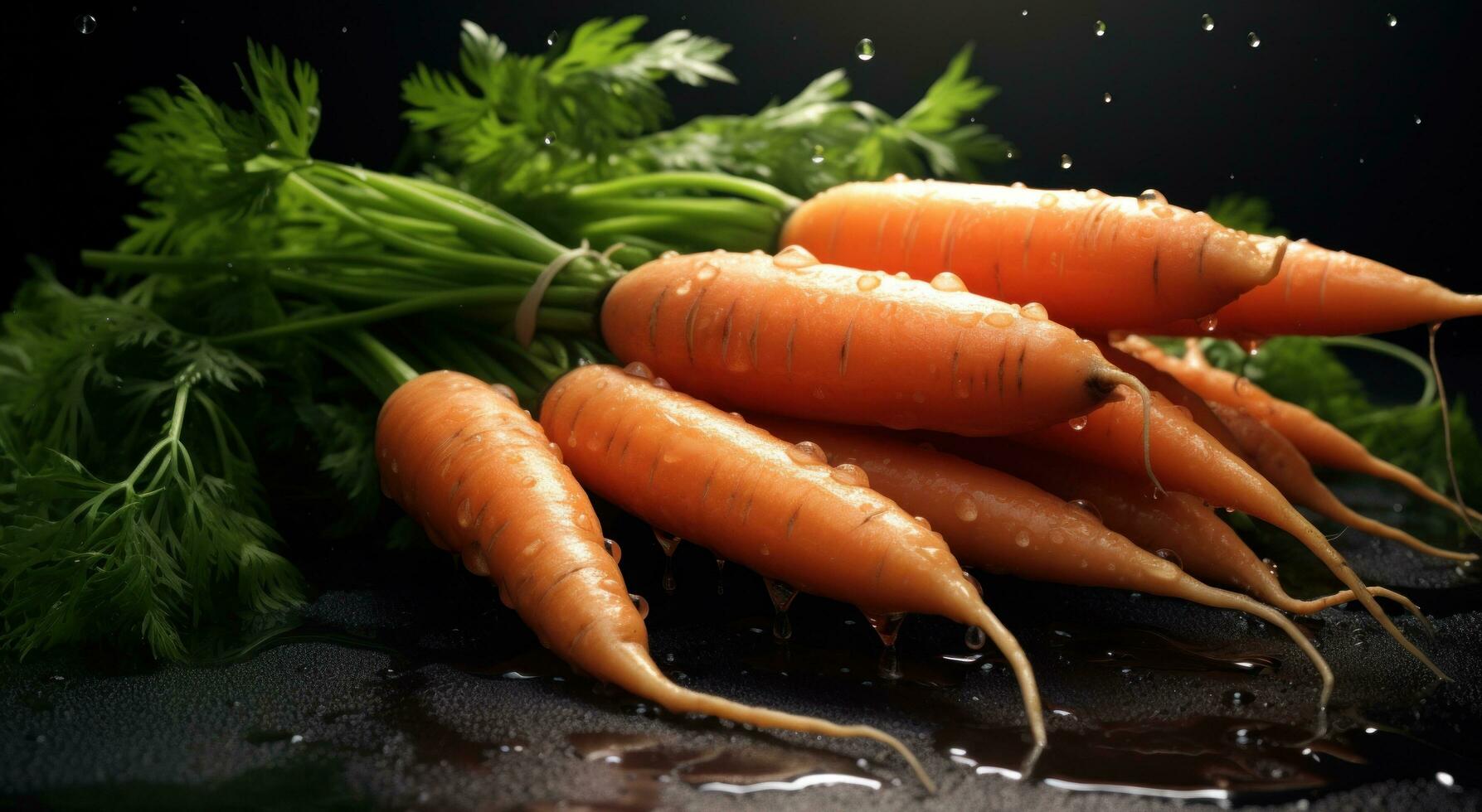 AI generated fresh carrots for snacks with water drops photo