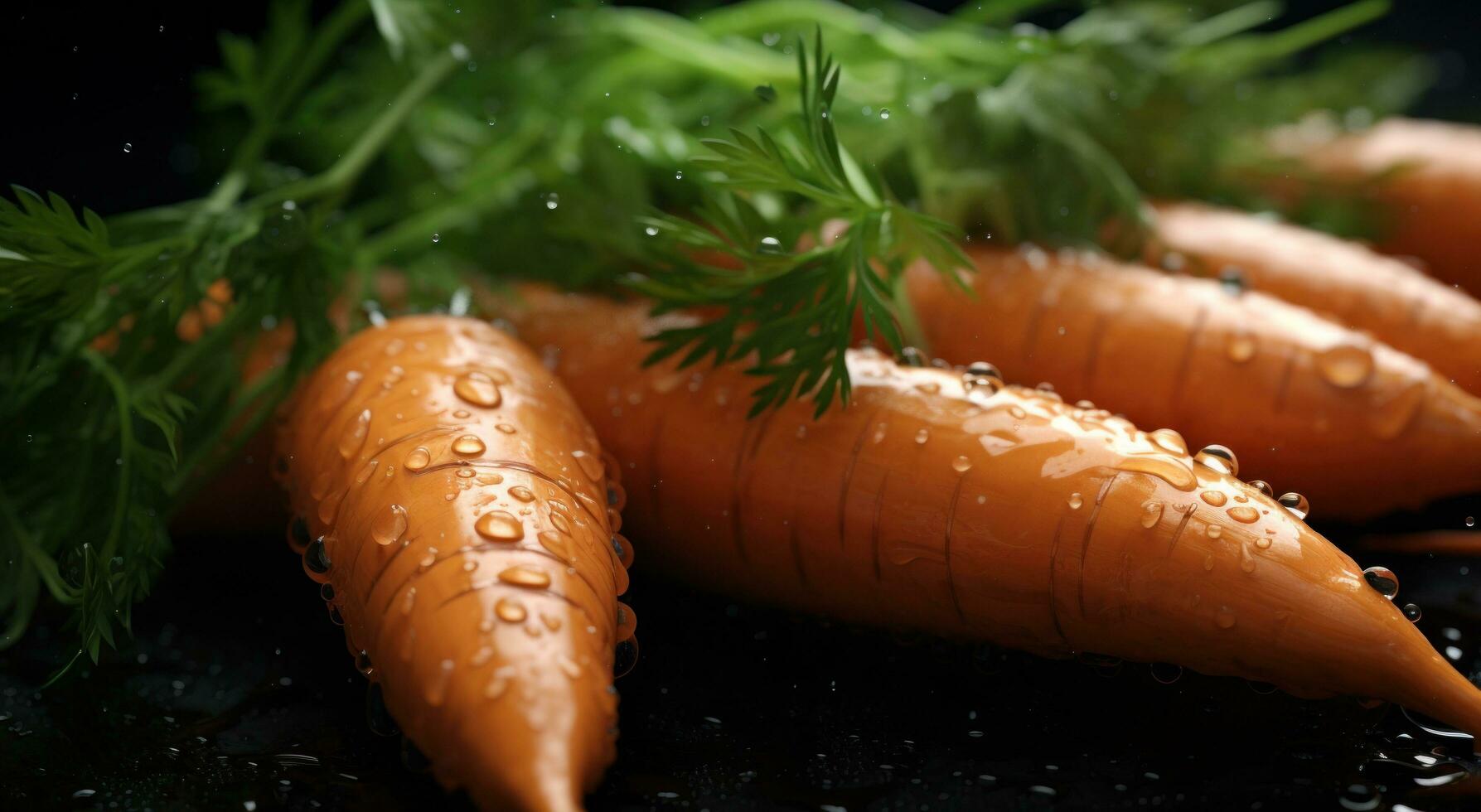 AI generated fresh carrots for snacks with water drops photo