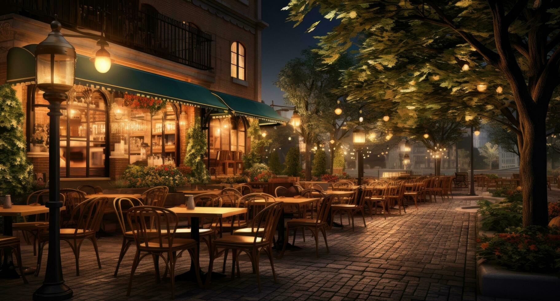 AI generated dining restaurant scene rendering lighting bar photo