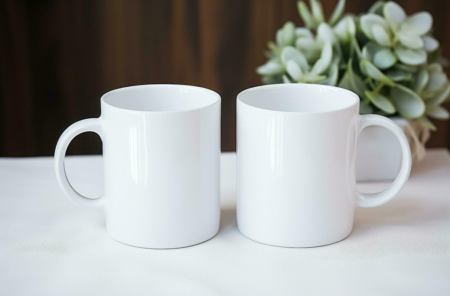 AI generated coffee mug with a white mug on a table photo