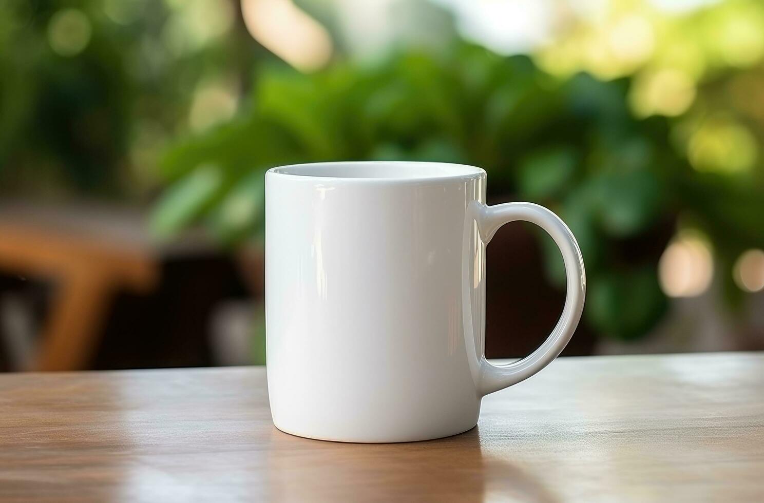 AI generated coffee mug with a white mug on a table photo