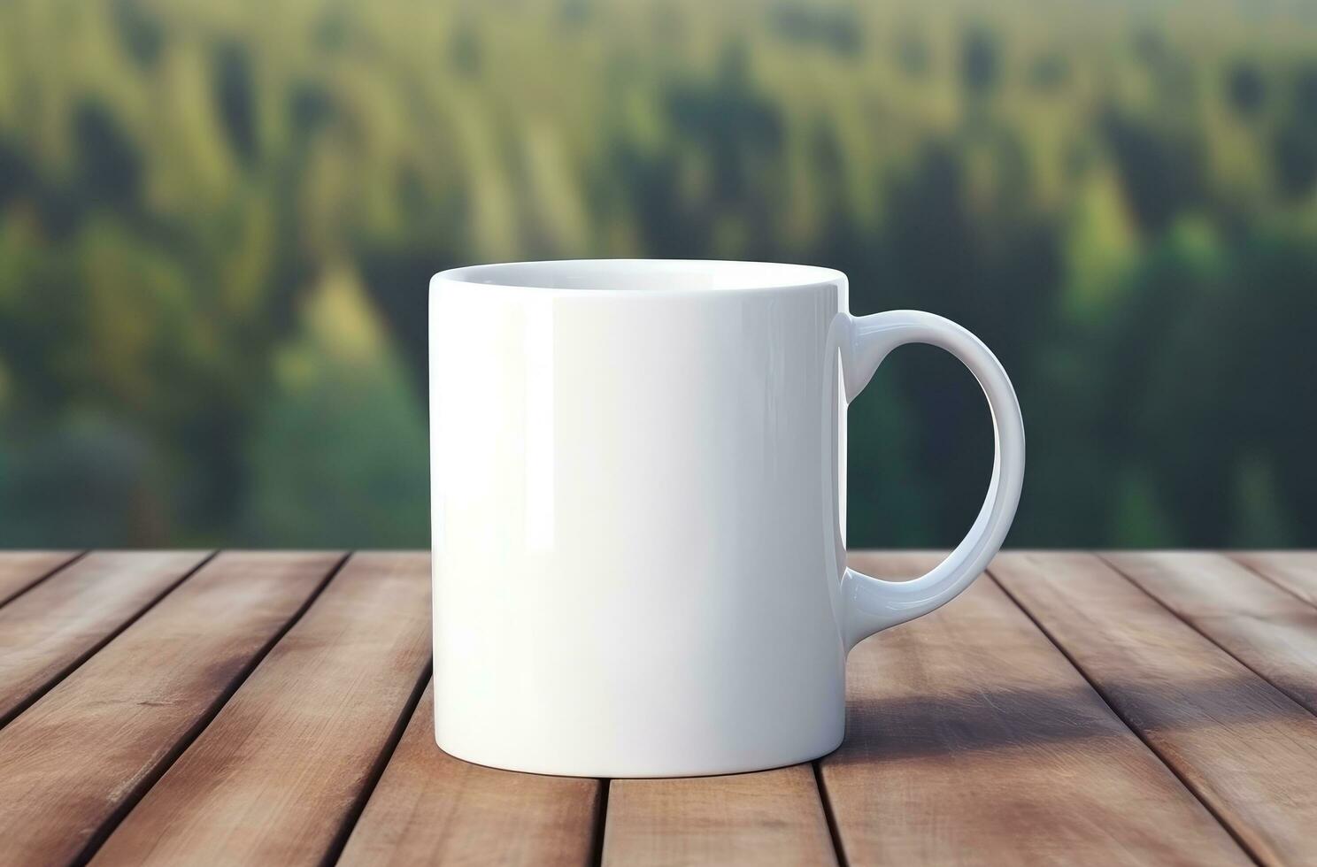 AI generated coffee mug with a white mug on a table photo