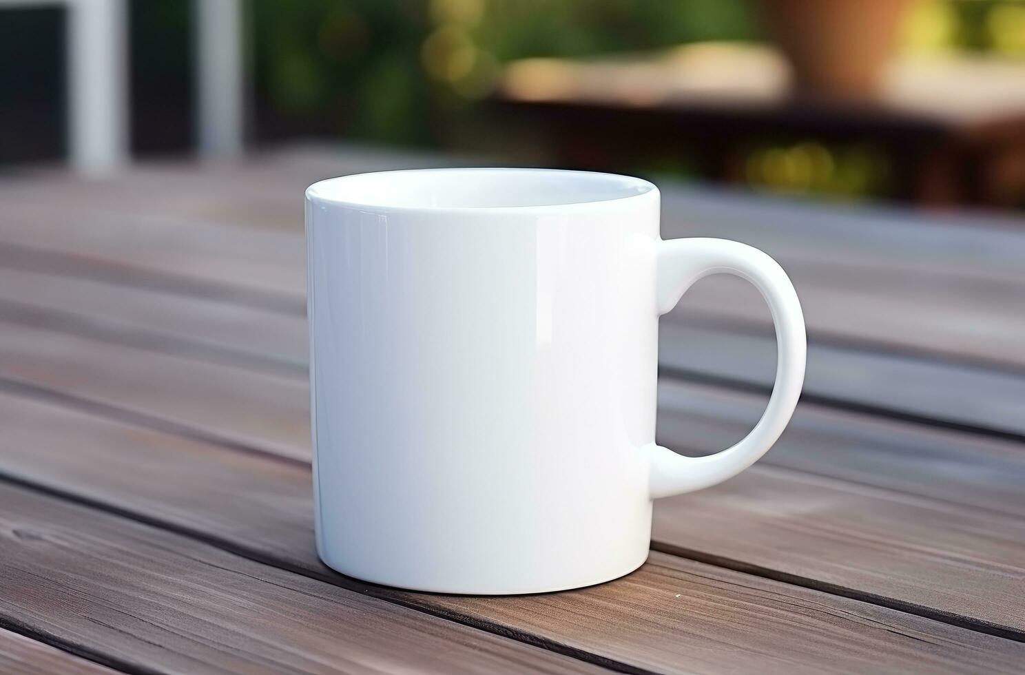 AI generated coffee mug with a white mug on a table photo