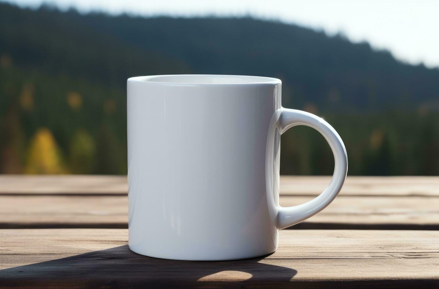 AI generated coffee mug with a white mug on a table photo