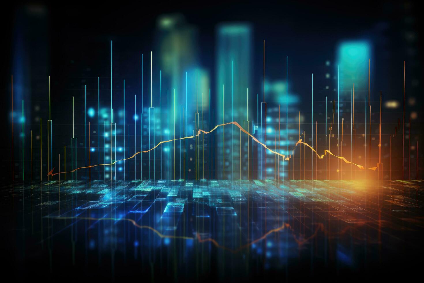 AI generated Financial stock market graph on technology abstract background Ai generated photo