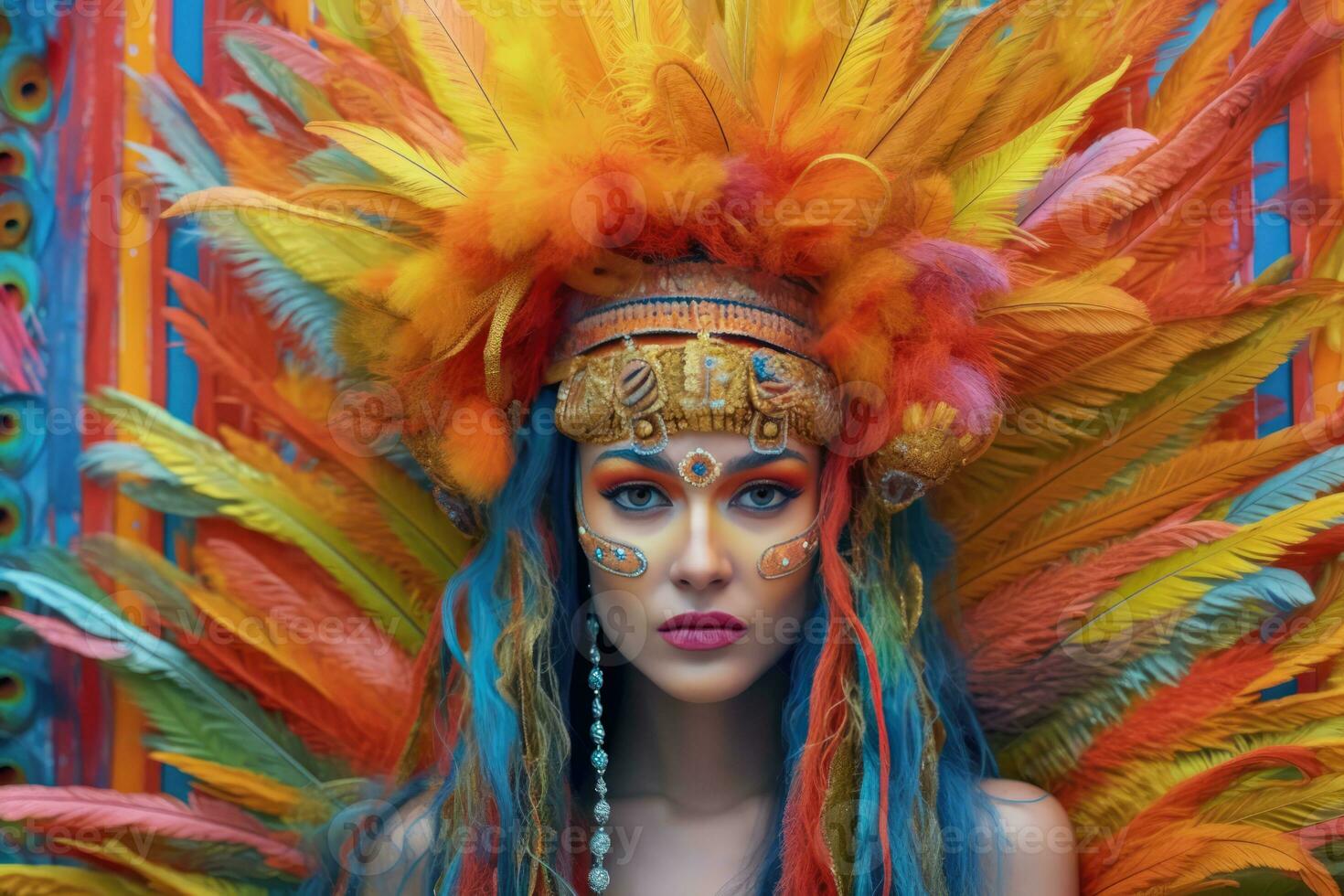 AI generated Colorful Indian Headdress photo