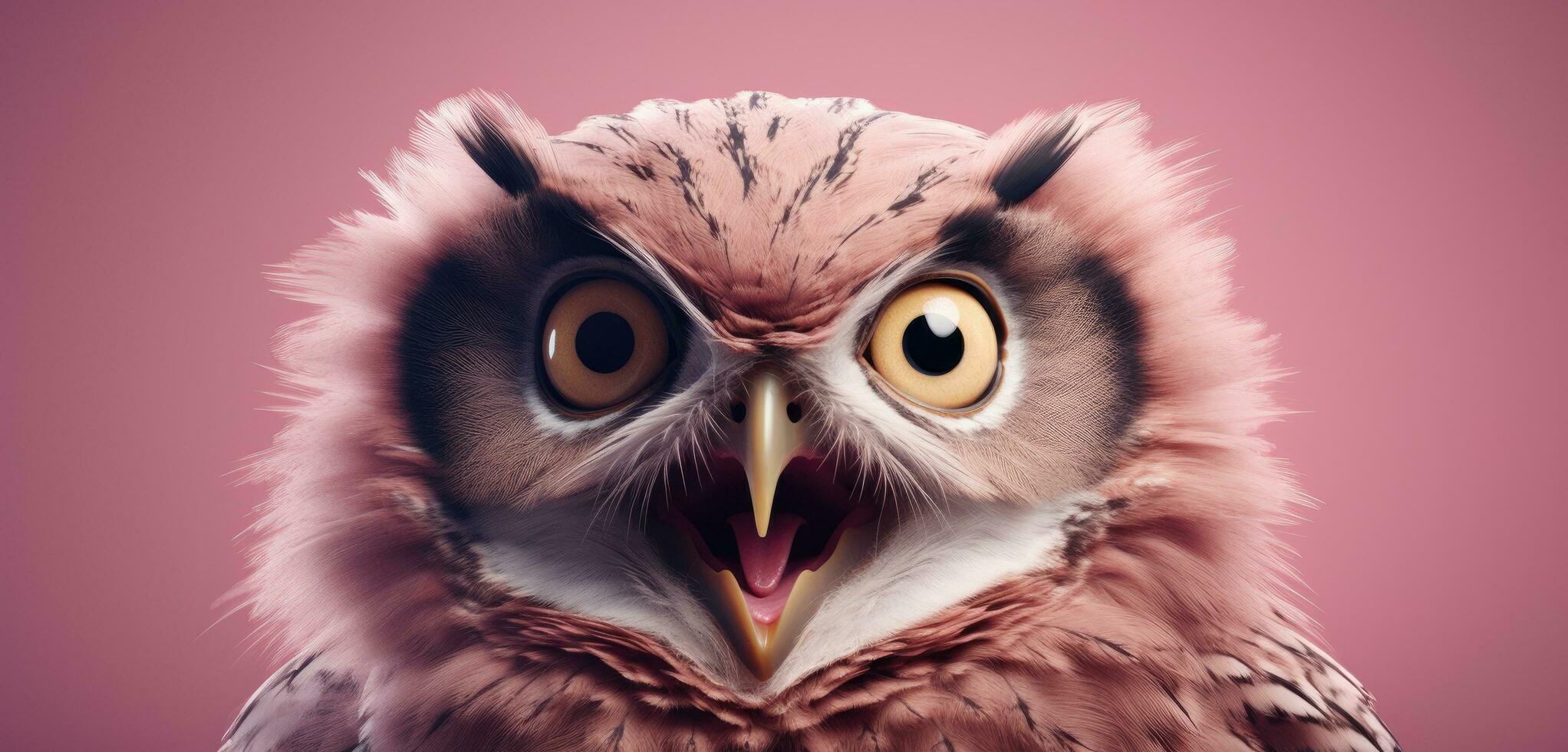 AI generated an angry owl looking at the camera photo