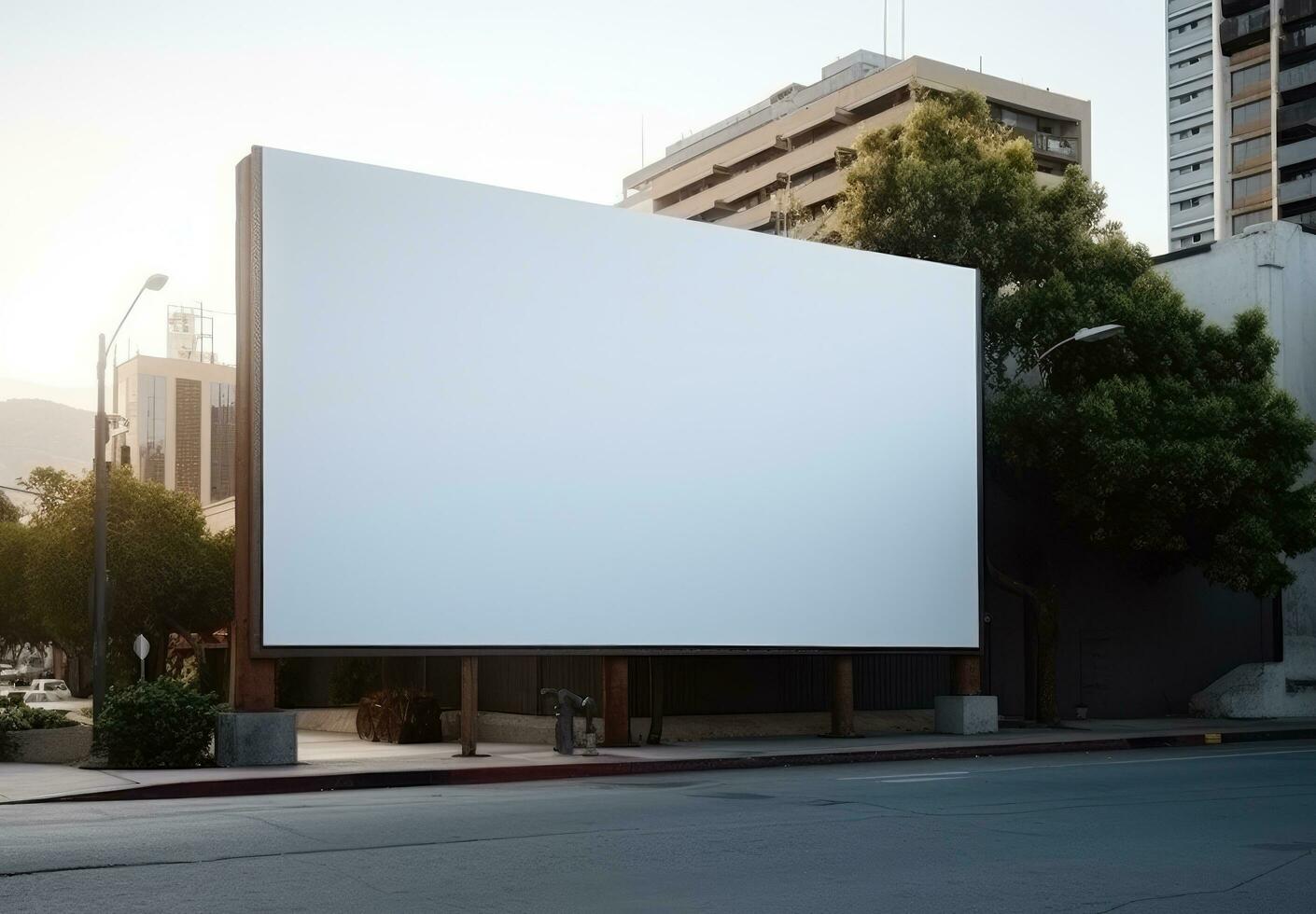 AI generated an empty billboard on the side of a street photo