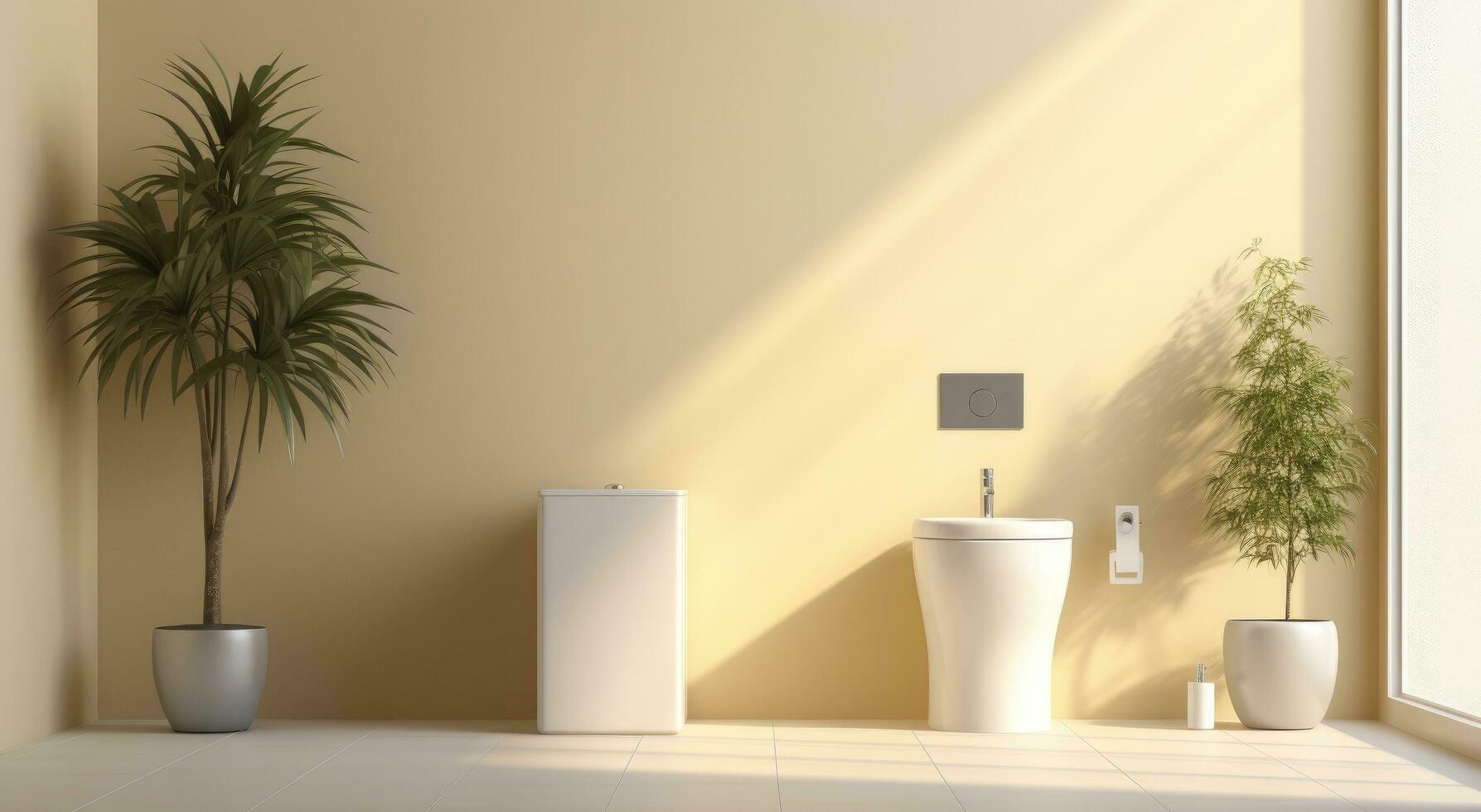 AI generated a toilet in modern bathroom with a plant and a white sink photo