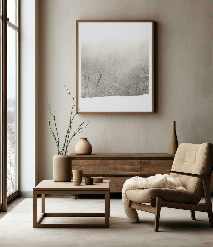 AI generated a living room mock up photo