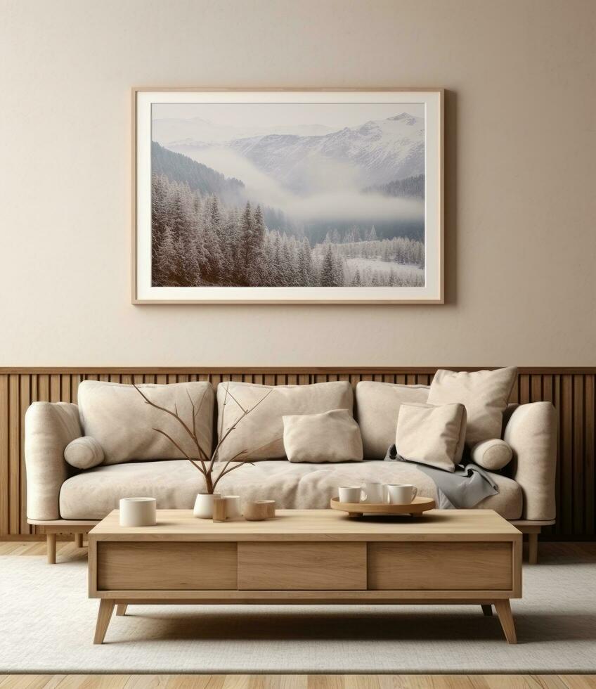 AI generated a living room mock up photo