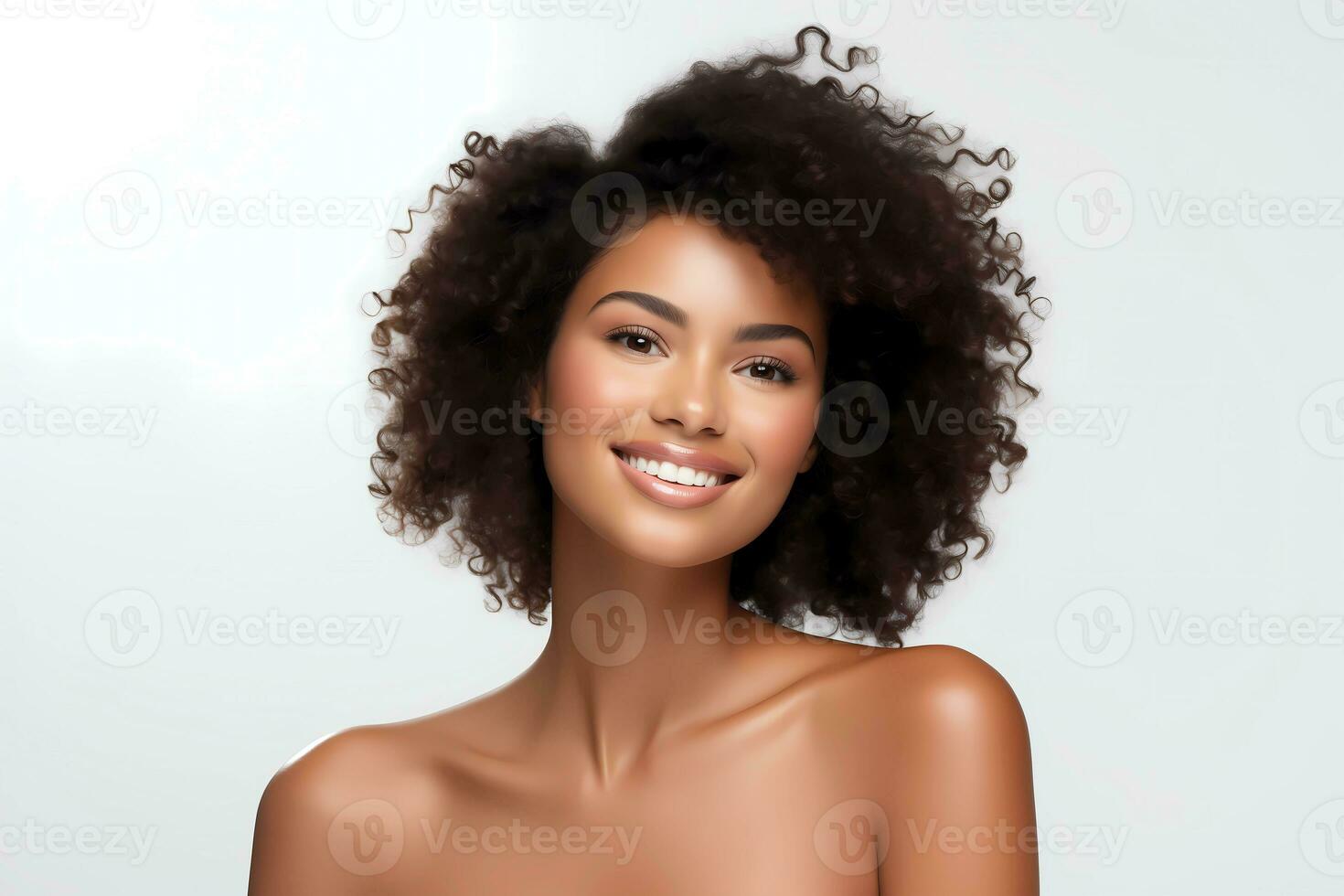 AI generated Beautiful woman female skin care. Hydration beauty flawless skin. Close up face beauty portrait. Studio photography for skincare, cosmetic or salon promotion photo