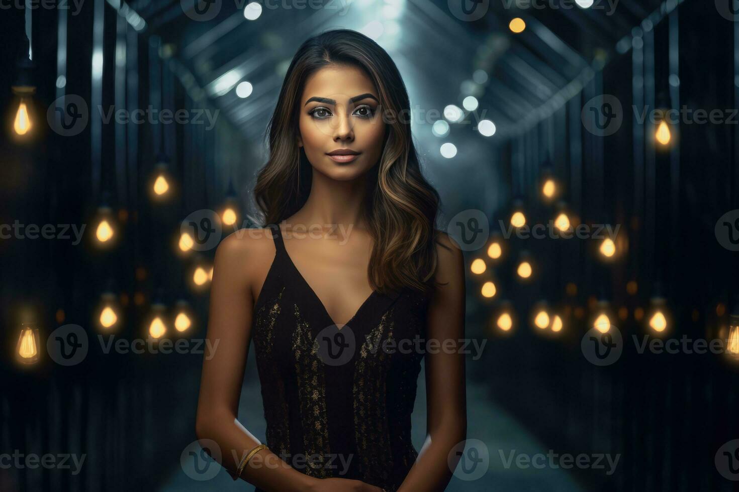 AI generated A Darkened Room with a Glowing Background photo