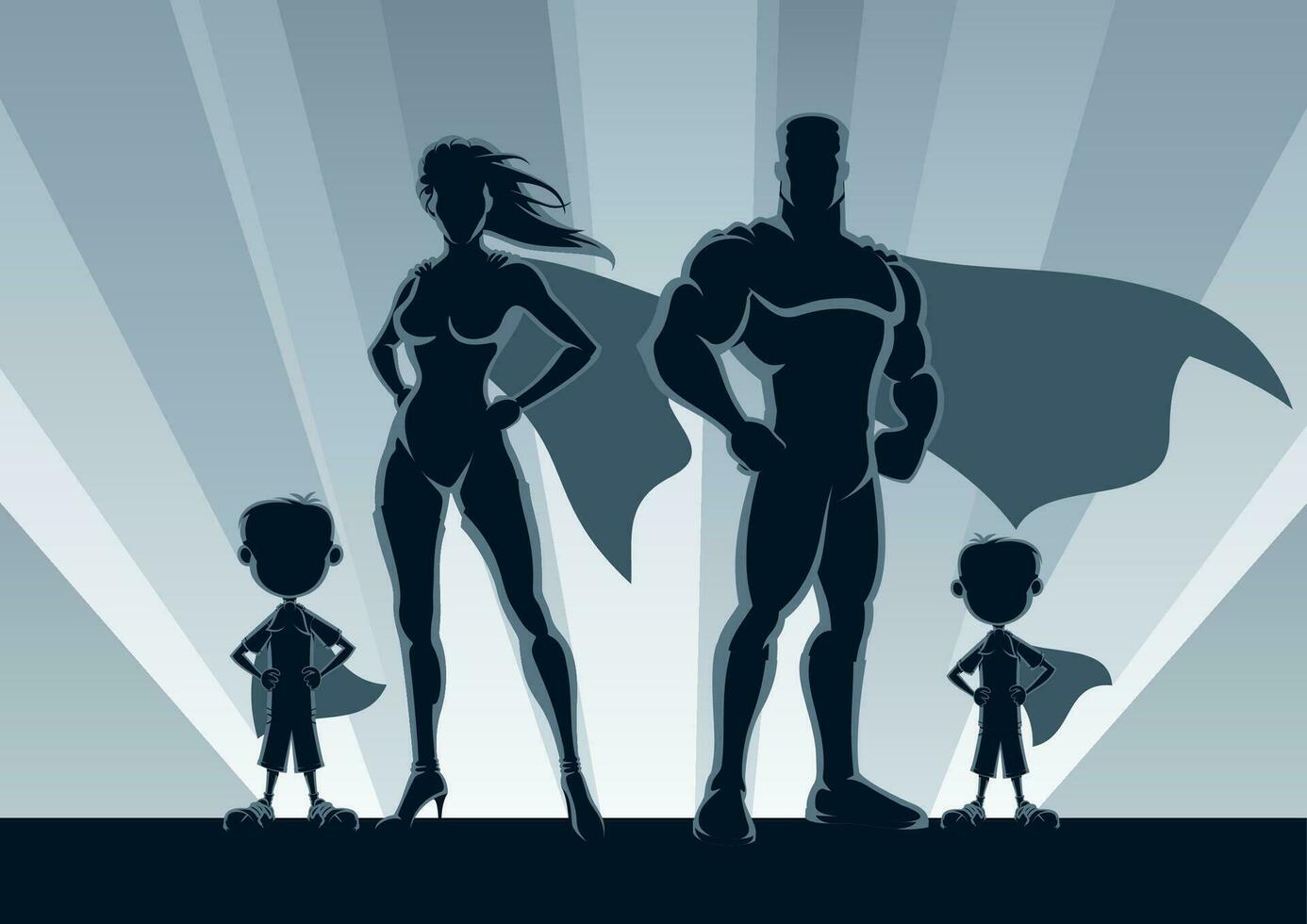 Superhero Family 2 Boys vector