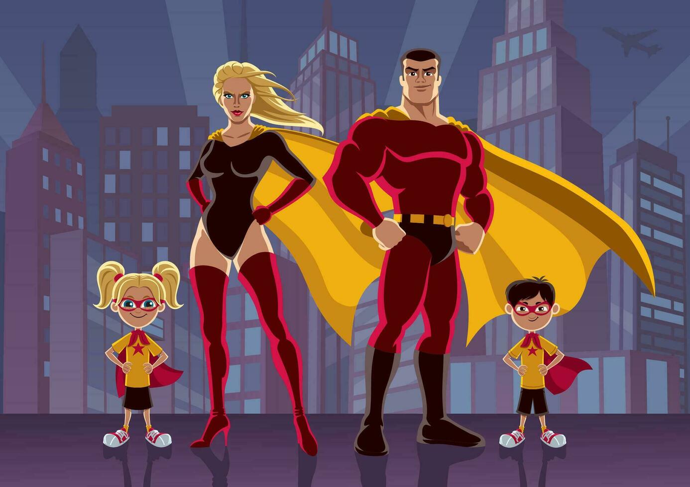 Superhero Family 2 vector
