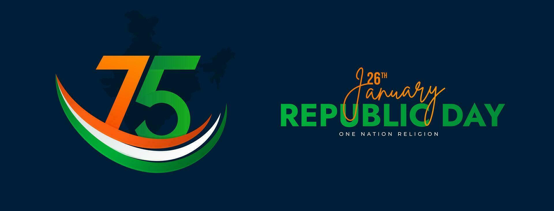75th Indian Republic Day, 26 January Celebration Social Media Post, Web Bennar, Status Wishes vector
