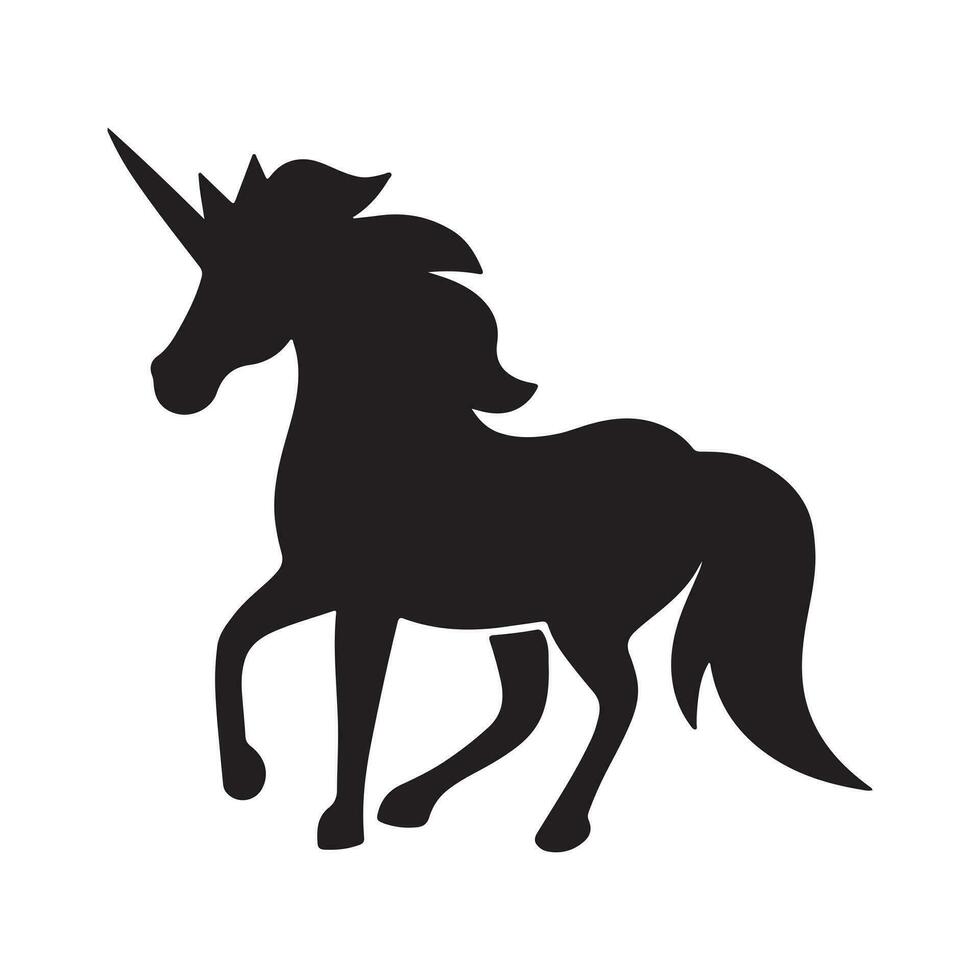 A black Silhouette Unicorn set Clipart on a white background vector