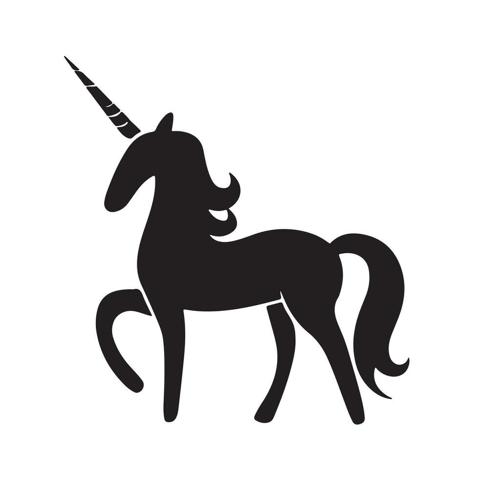 A black Silhouette Unicorn set Clipart on a white background vector