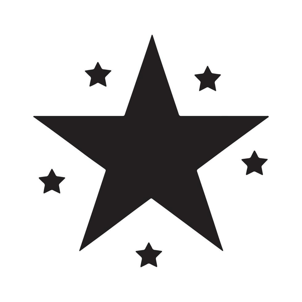 A black Silhouette Star set Clipart on a white background vector