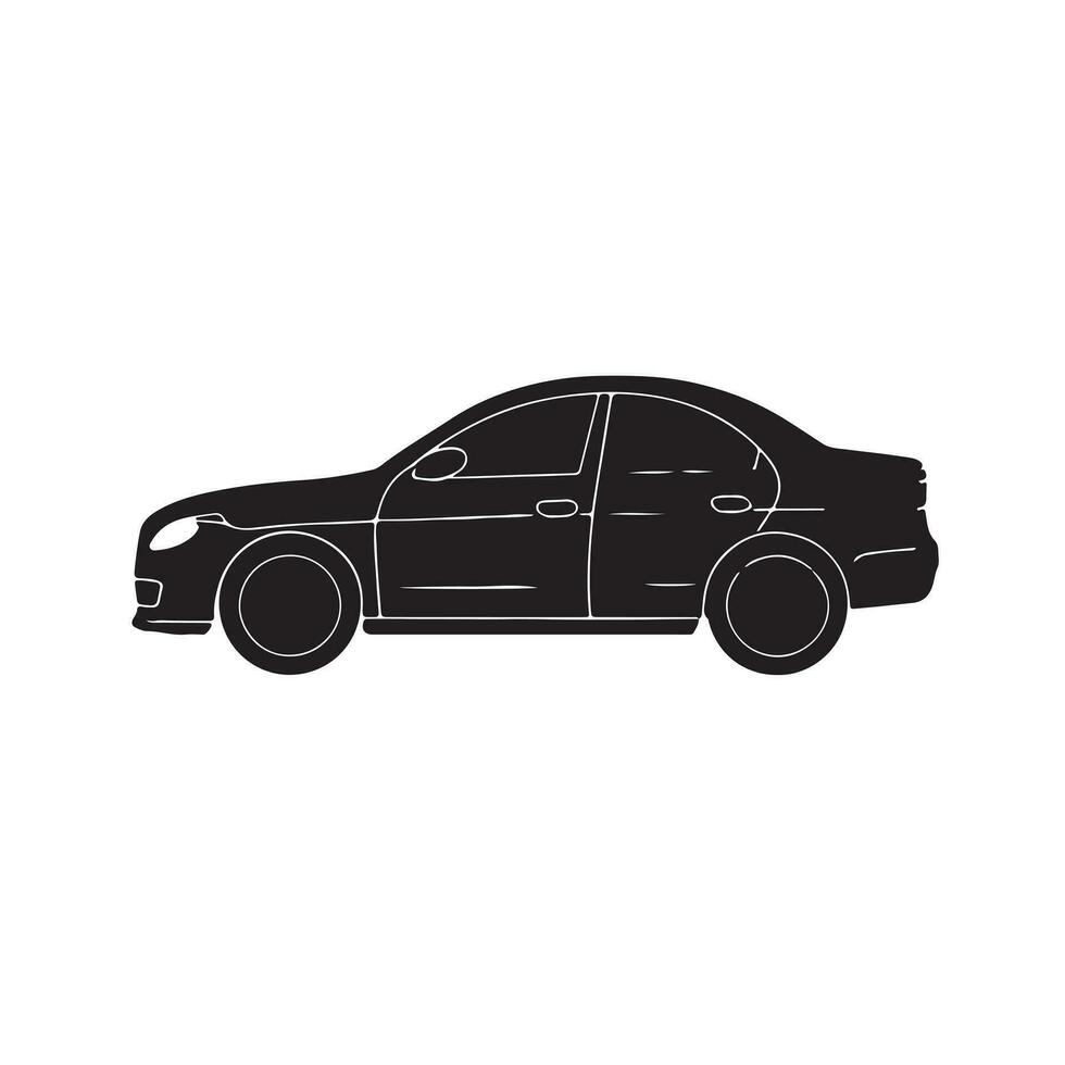 un negro silueta coche conjunto clipart en un blanco antecedentes vector