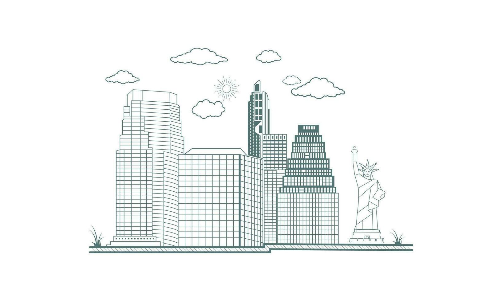 nuevo York ciudad paisaje urbano horizonte logo vector. vector