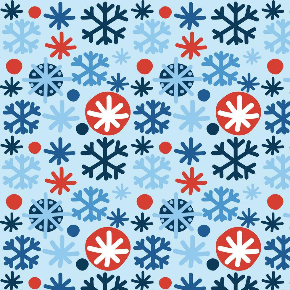 invierno antecedentes con mano dibujado copos de nieve. brillante festivo nuevo año y Navidad patrón, antecedentes. modelo en el muestra de tela panel. vector