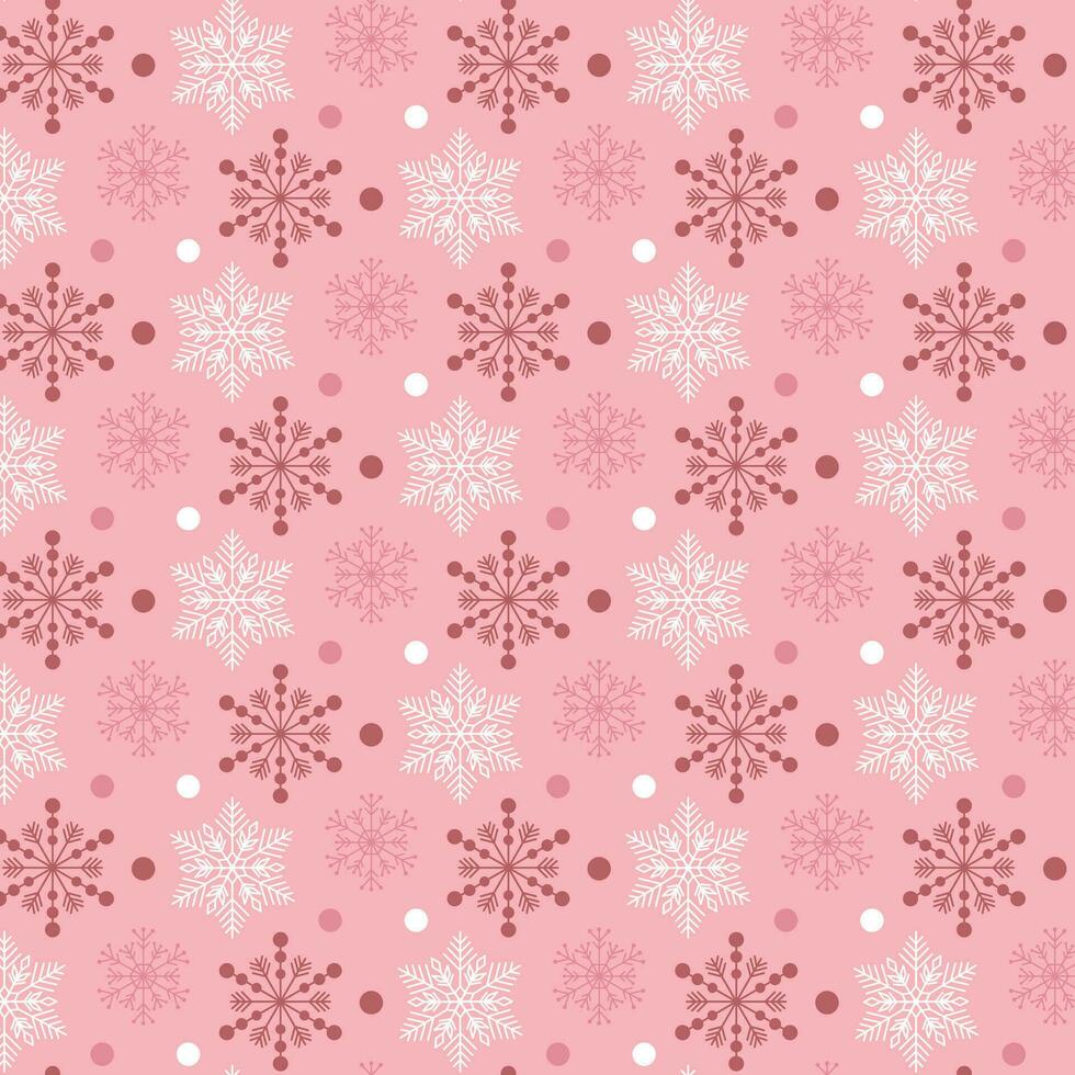 copos de nieve en un rosado antecedentes. rosado antecedentes con copos de nieve. modelo en el muestra de tela panel. vector