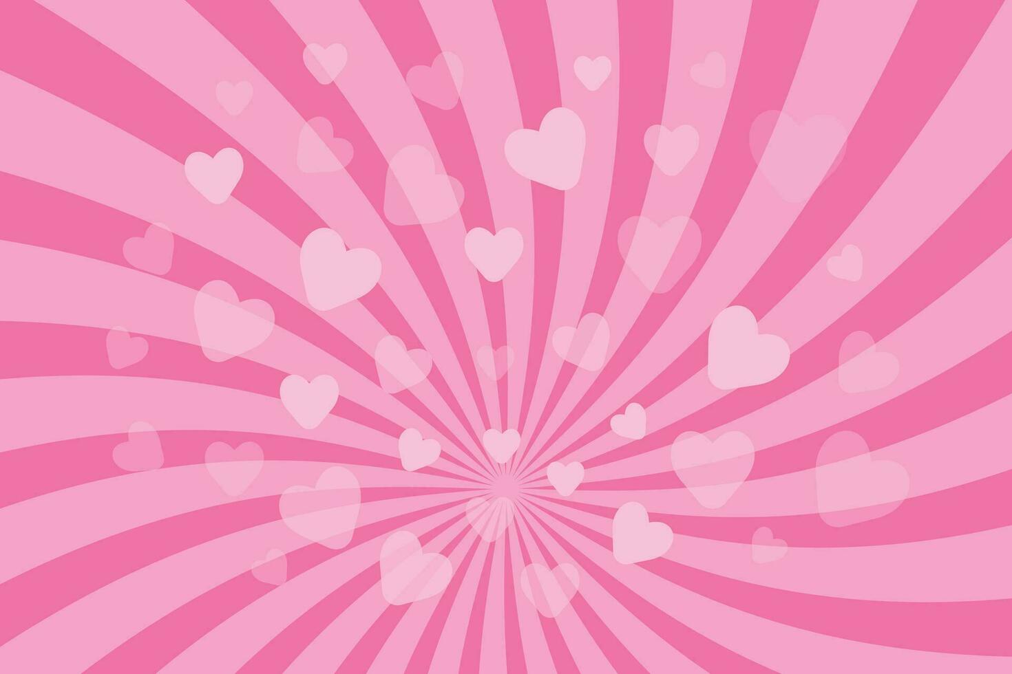 Abstract striped pink background with hearts. vector