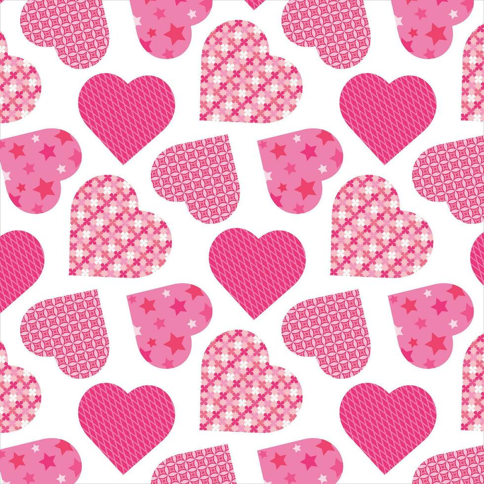 Background of hearts in patchwork style. vector