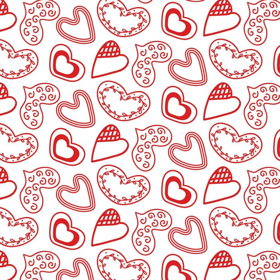 Background pink pattern made of creative red hearts. vector