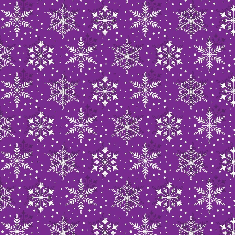 Background with white snowflakes on a lilac background. Pattern on the swatch panel. vector