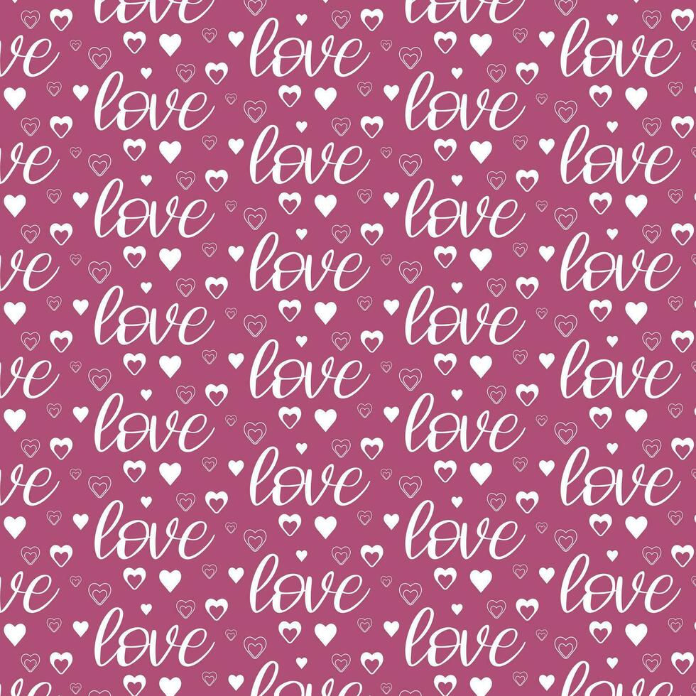 Background for Valentine's Day, Wedding, with hearts of different shapes and the word Love. vector