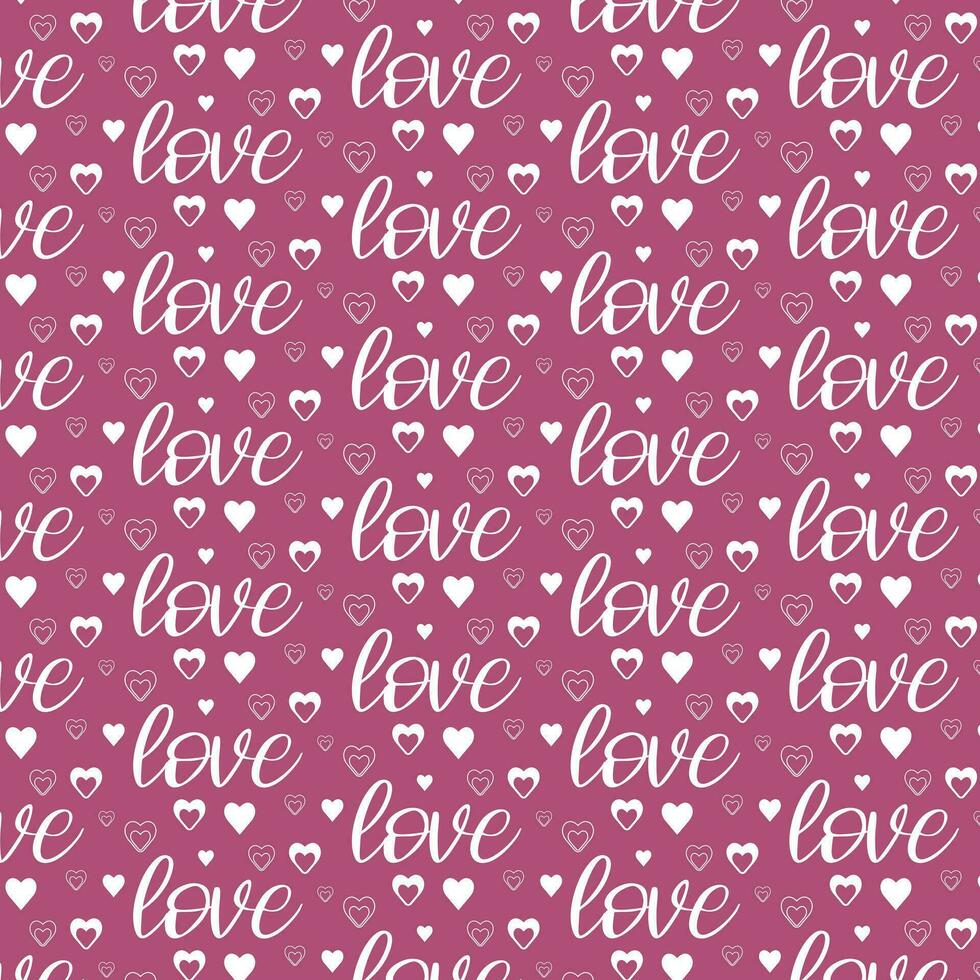 Background for Valentine's Day, Wedding, with hearts of different shapes and the word Love. vector