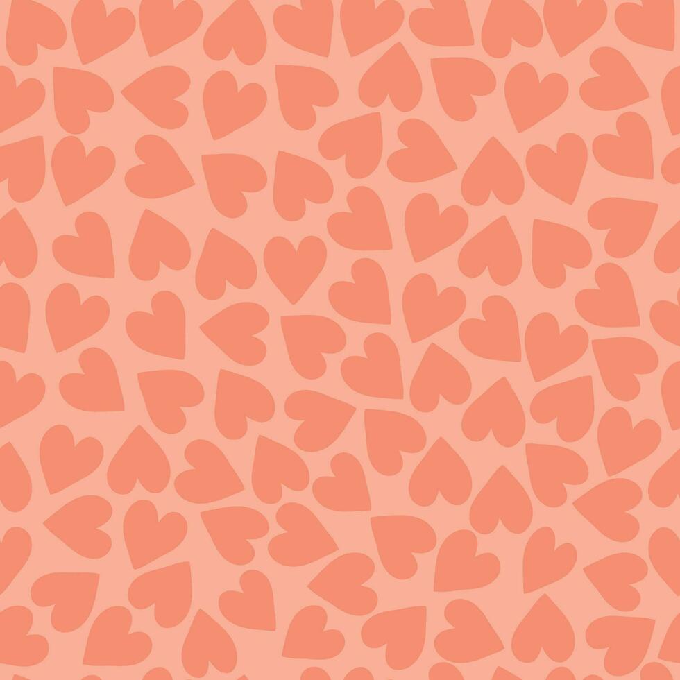 Peach colored hearts. Peach fuzz, seamless pattern with hearts for Valentine's Day, Wedding. vector