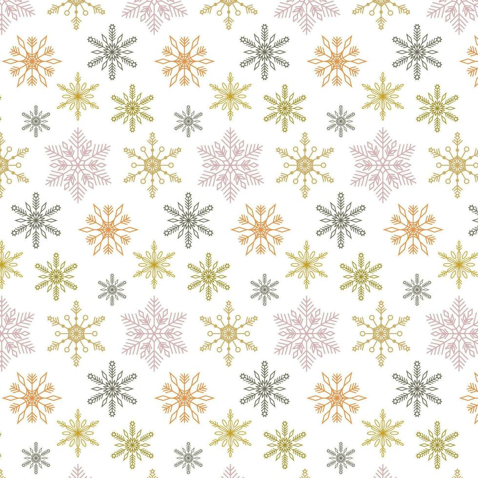 Winter background. Winter pattern with golden snowflakes. Winter bright background. Pattern on the swatch panel. vector