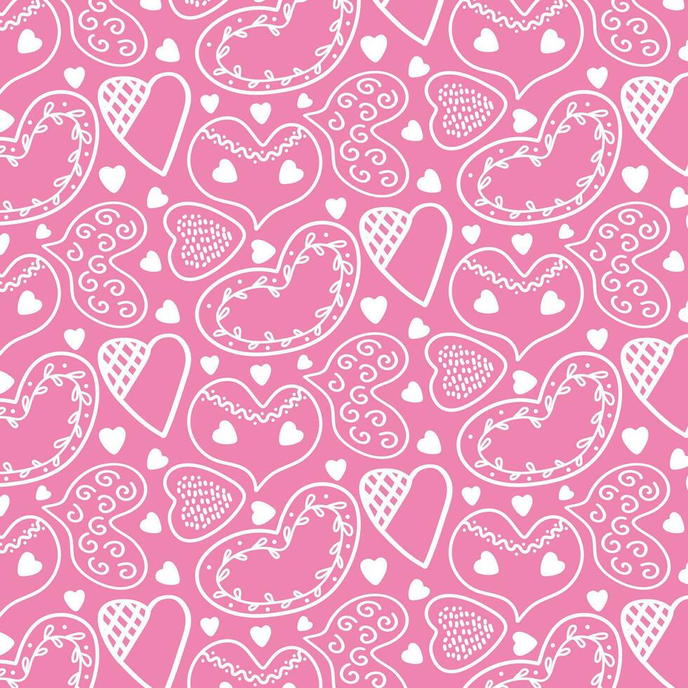 Creative hearts on a pink background. Background with hearts. Valentine's Day. Wedding. Pattern on the swatch panel. vector