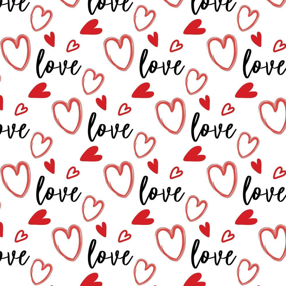 Background for lovers with hearts and the inscription Love. Pattern on the swatch panel. vector