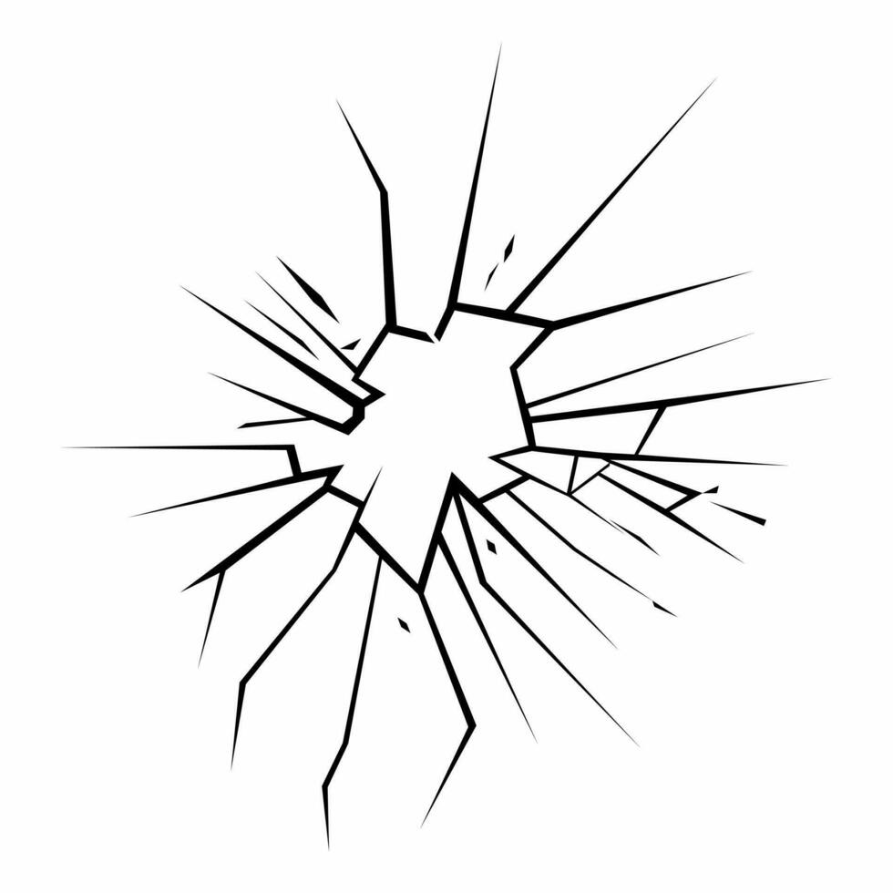 Cracked texture on glass. Broken glass surface on white background. Vector effect