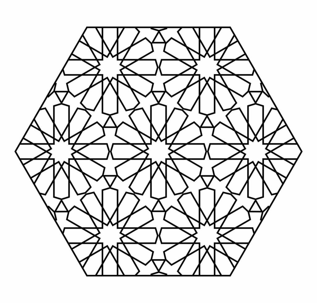 Geometric islamic pattern. Hexagonal shape texture on white background. Arabic design element. vector