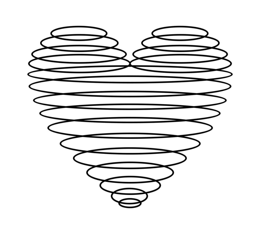 Artistic heart shape with hand drawing spiral outline. Complicated heart illustration. vector