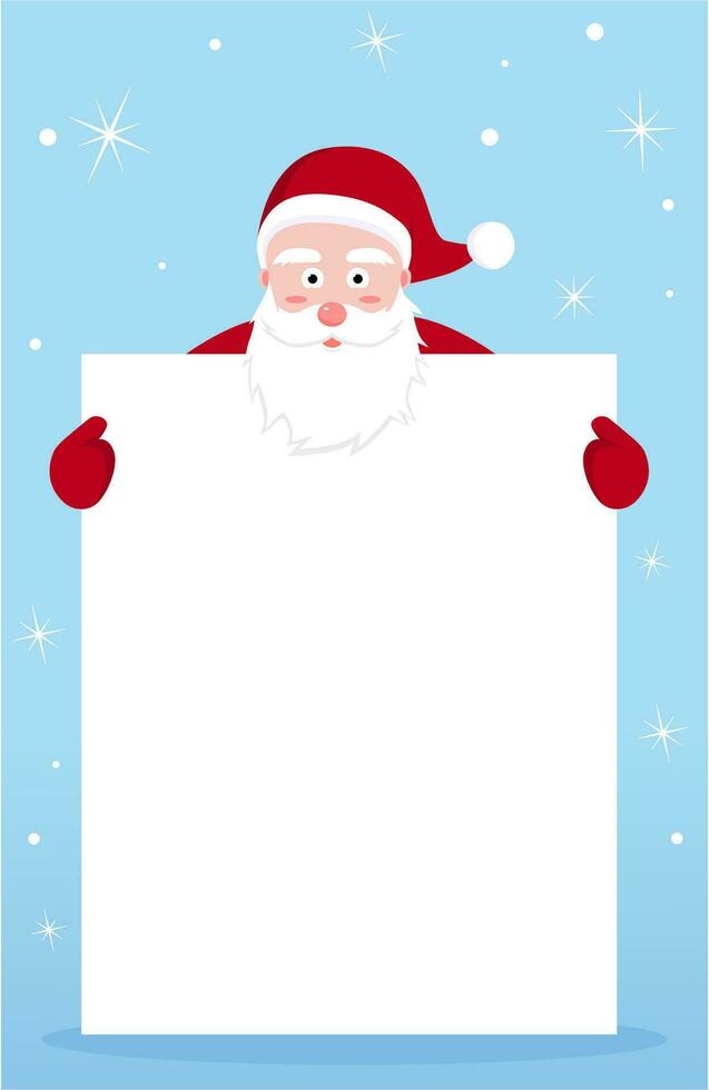 santa with blank white board background vector