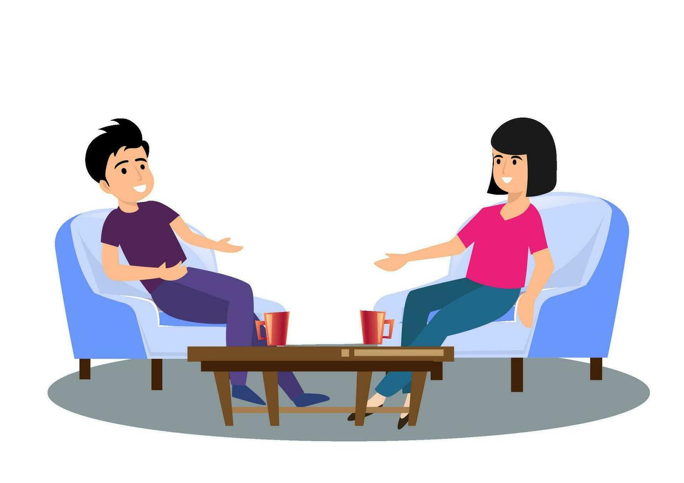 Roommates enjoy each other's company. comfortable accommodation Talking in the living room. Vector illustration