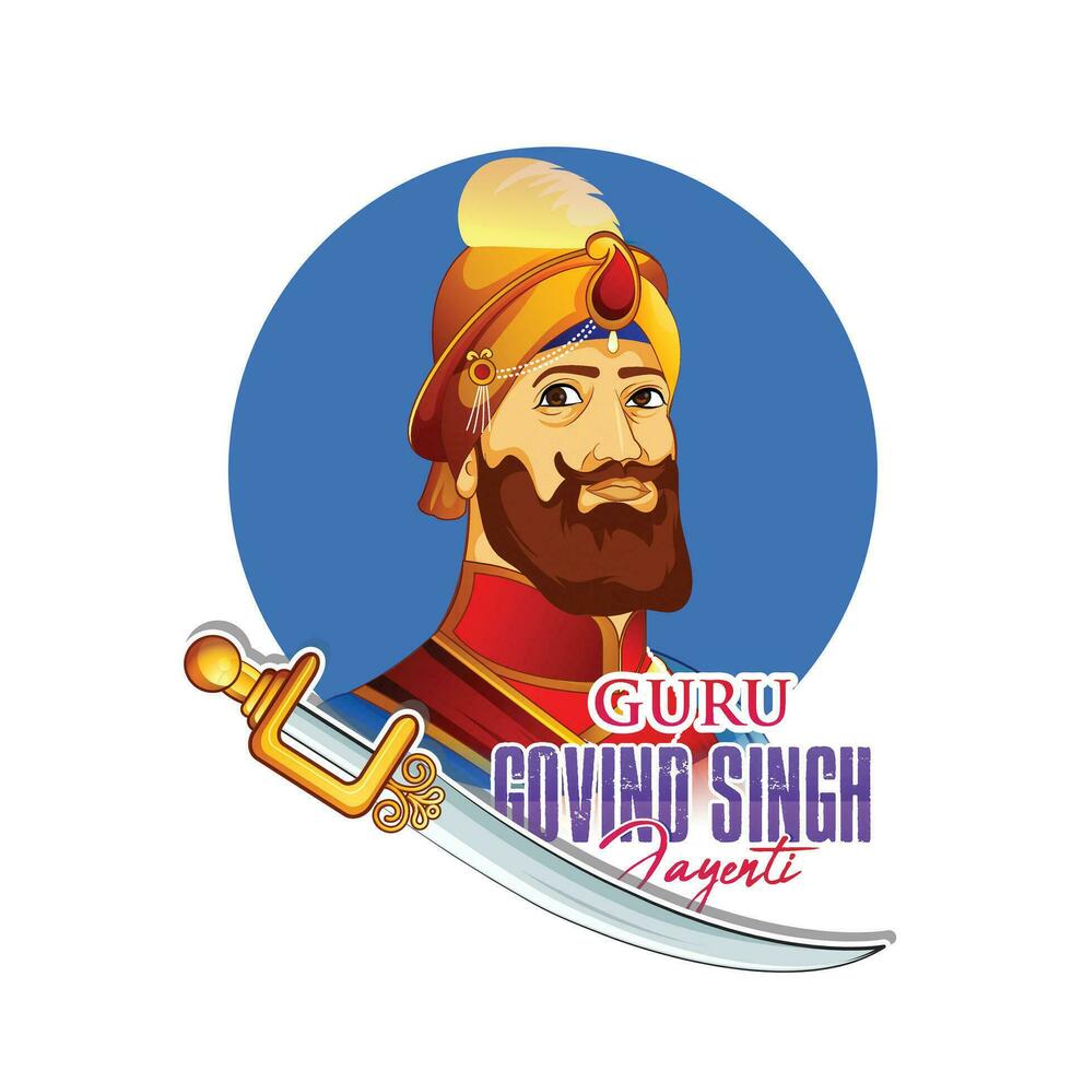 illustration of Guru Gobind Singh Jayanti Sikh festival and celebration in Punjab vector