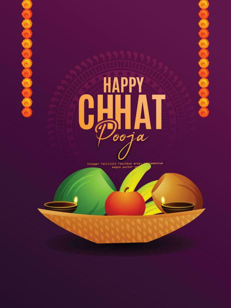 Chhat Pooja is a Hindu festival, mainly celebrated in the Indian states of Bihar and Uttar Pradesh,   Means dedicated to the worship of the Sun God and Chhathi Maiya. vector