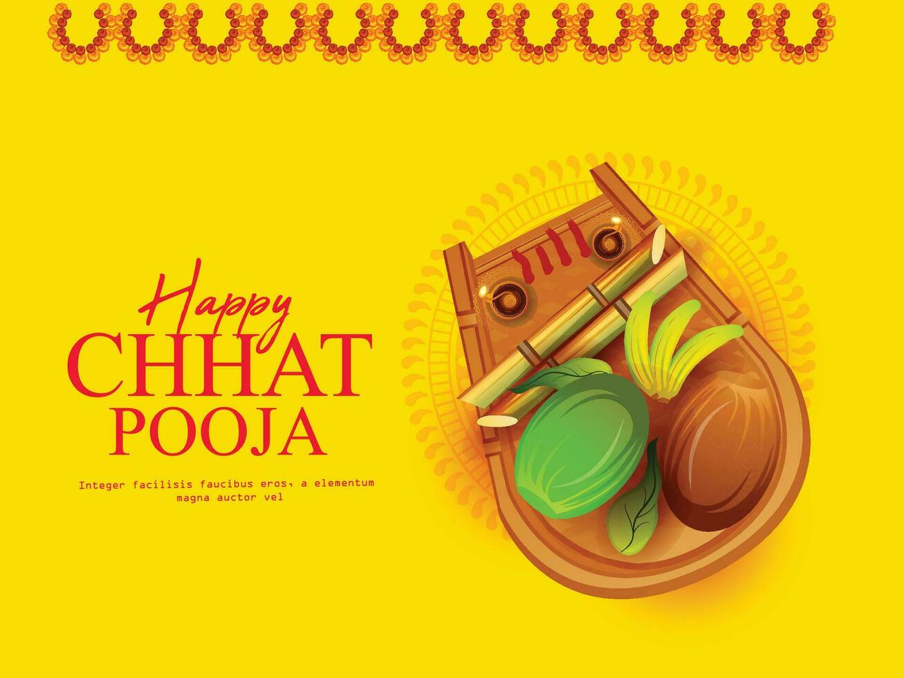 Chhat Pooja is a Hindu festival, mainly celebrated in the Indian states of Bihar and Uttar Pradesh,   Means dedicated to the worship of the Sun God and Chhathi Maiya. vector