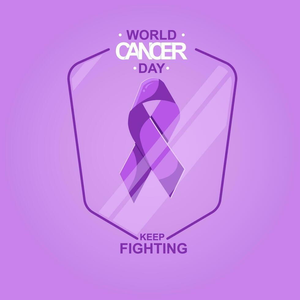 Vector Illustrations for World cancer day, keep fighting till the end, letter